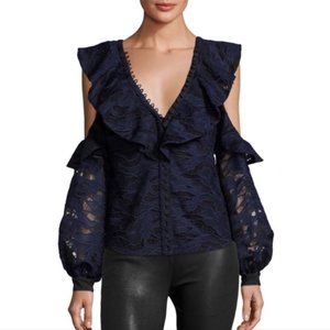 Self-Portrait top Navy Blue and Black Lace Size 6